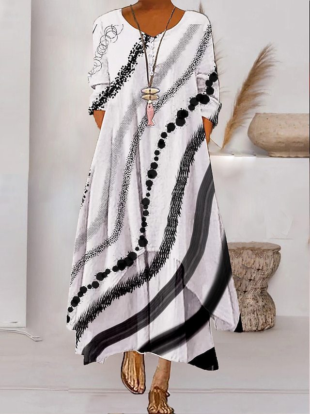 TS | Long sleeve maxi dress - button neckline