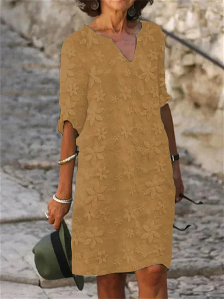 TS | Patricia -Summer dresses with floral pattern in cotton and linen