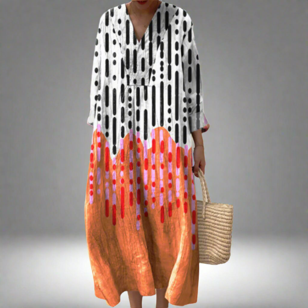 LD | Abstracte maxi jurk met druppelprint
