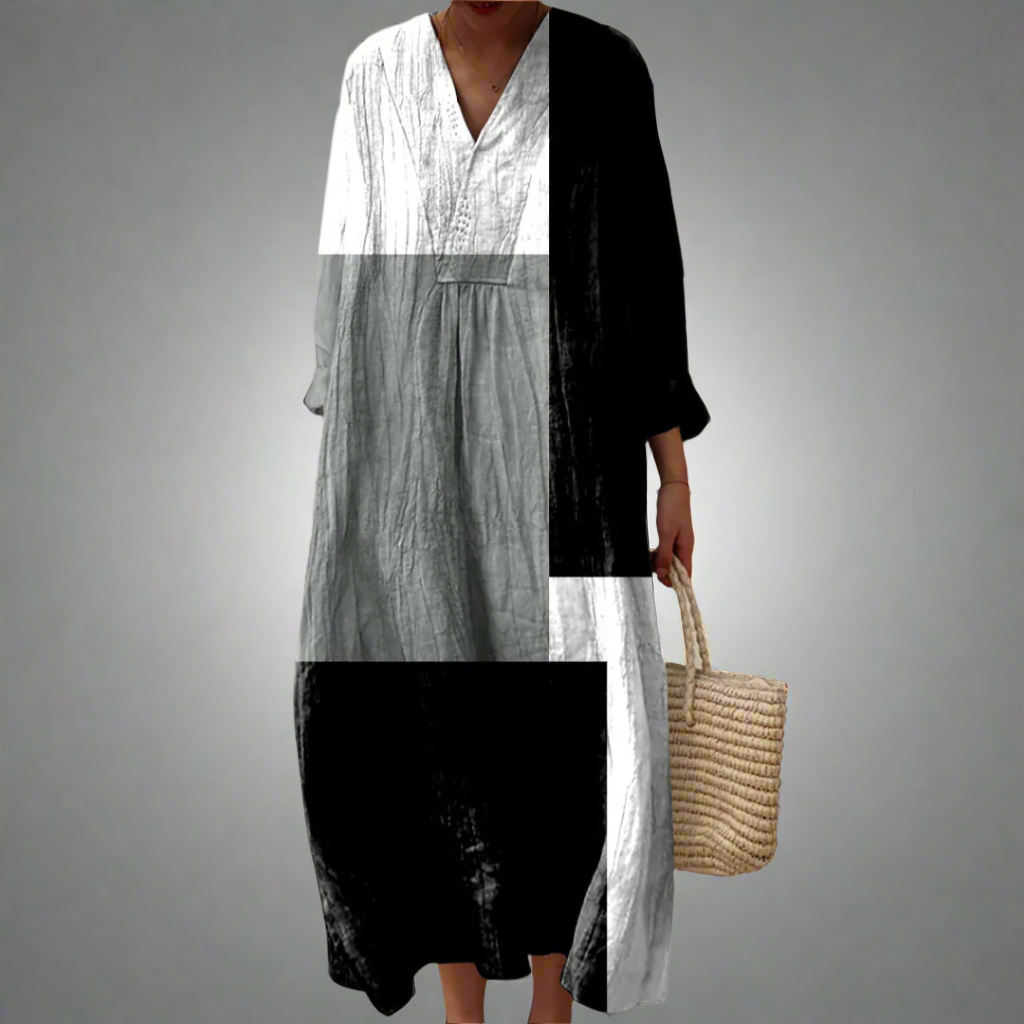 LD | Maxi jurk in abstract patchwork