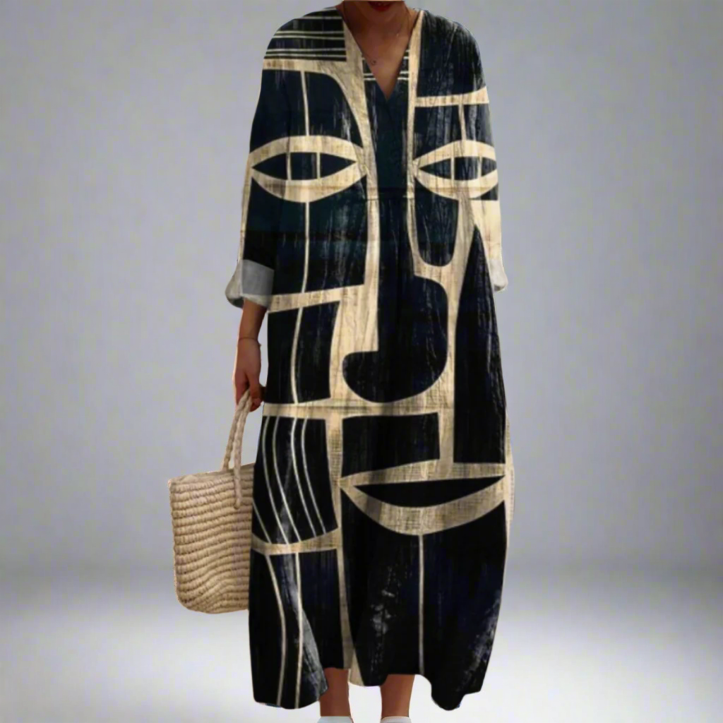 LD | Tribal-geïnspireerde artistieke midi-jurk