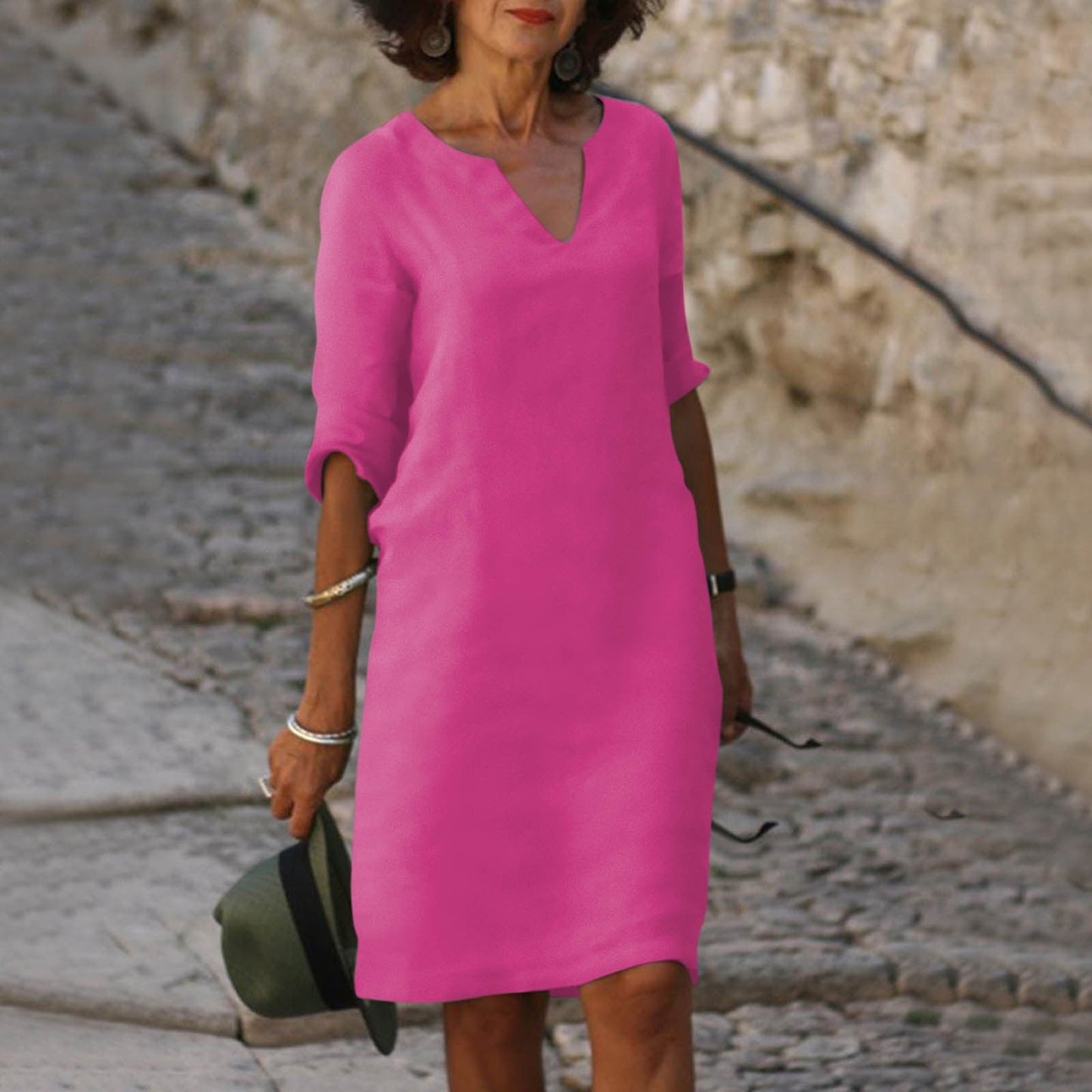 TS | Midi dress with V-neck