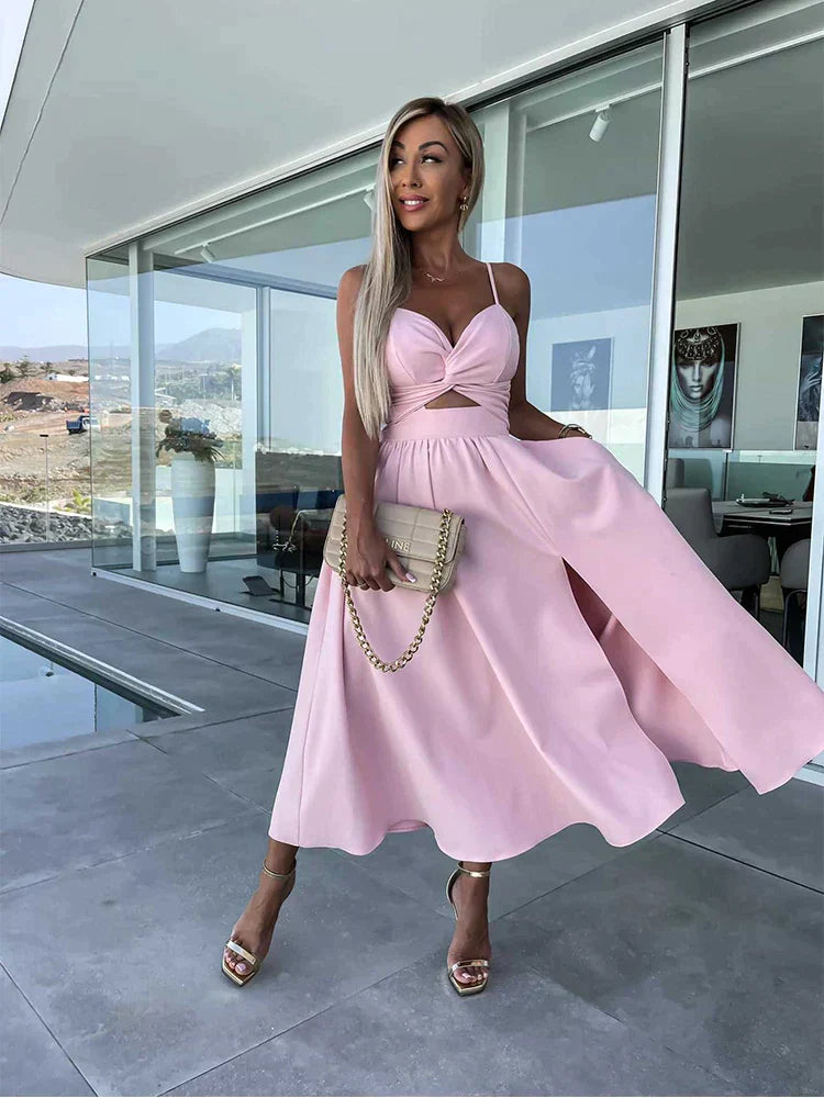 LM | Midi dress with cut-out side pockets and slits