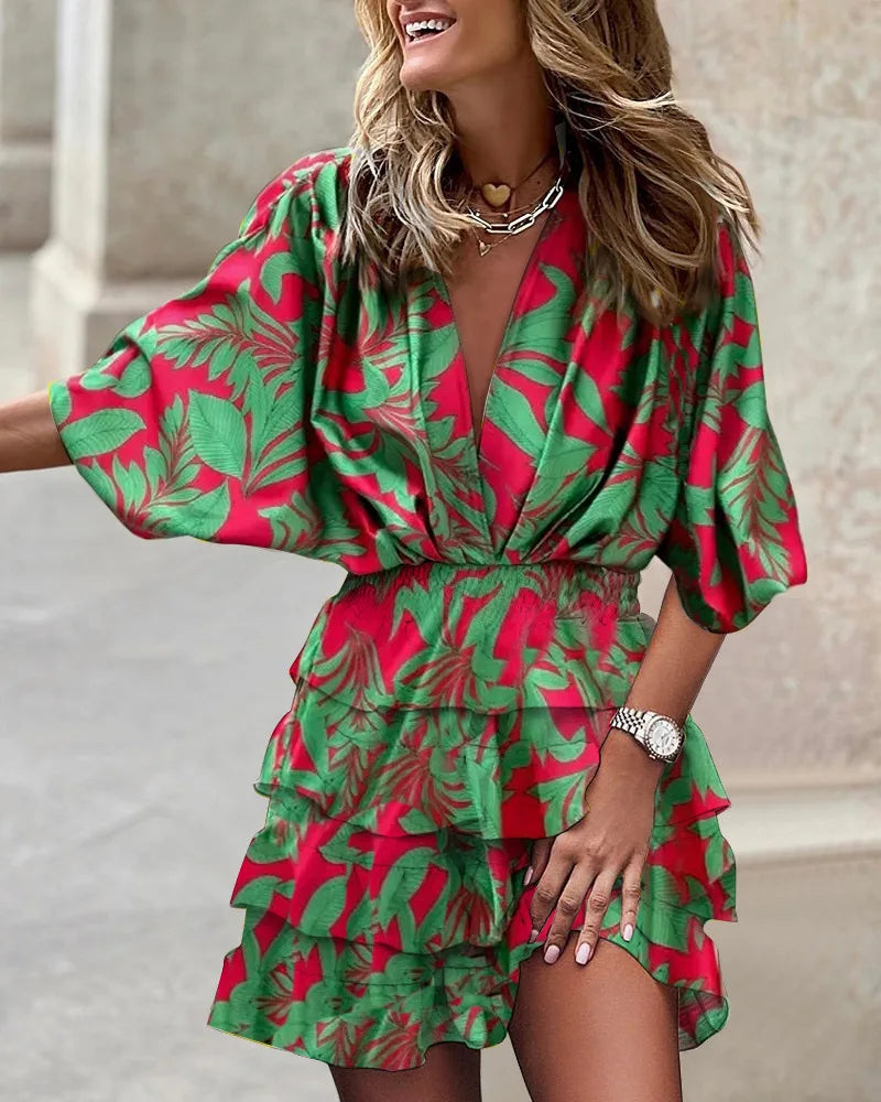 LM | Stylish mini dress with print