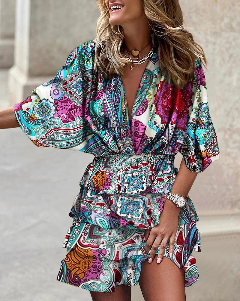 LM | Stylish mini dress with print