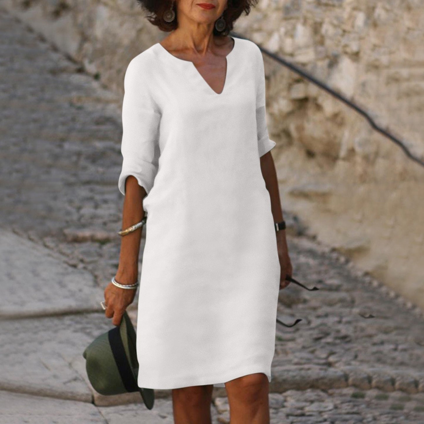 TS | Midi dress with V-neck