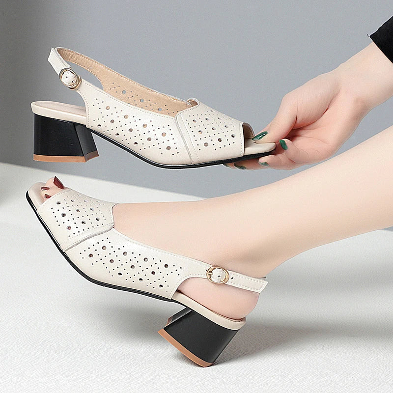LD | Fishmouth Echt Leer Vrouwen Sandalen