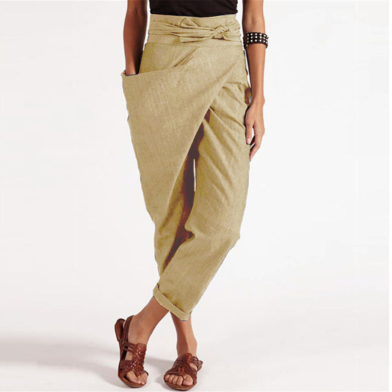 TS | Elegant cropped trousers with wrap front