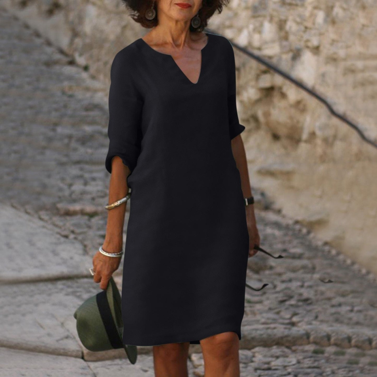 TS | Midi dress with V-neck
