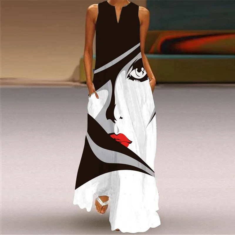 LD | Zomer Sexy Maxi Jurken Vrouwen Mouwloos V-Hals Badjas Party 2025 Retro Los Strand Vestidos Y2k S-5XL