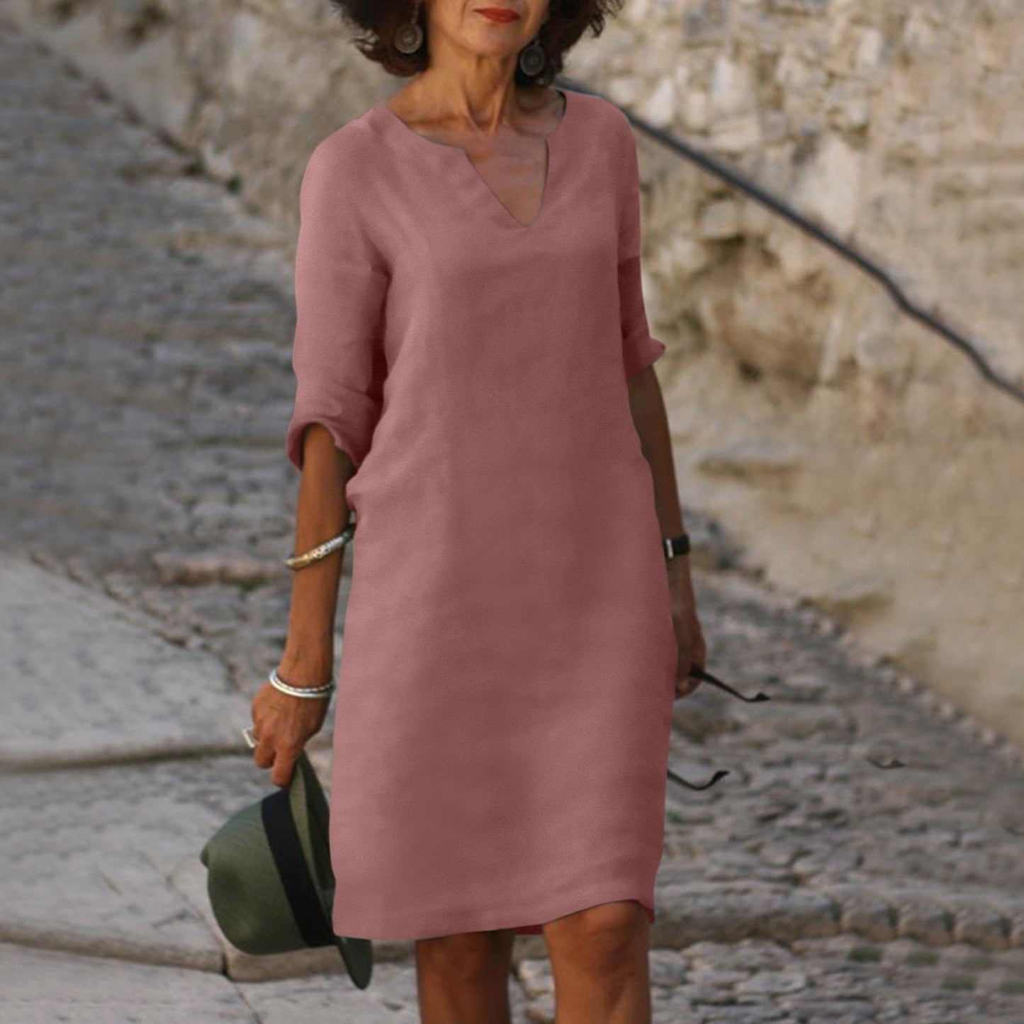 TS | Midi dress with V-neck