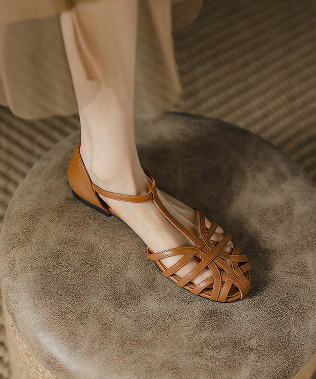 LD | rundsleder platte sandalen