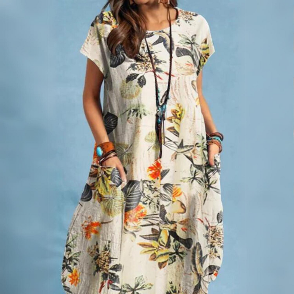 TS | Elegant summer dress with round neckline