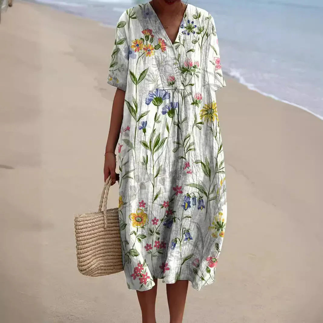 LD Midi-jurk met bohemien bloemenpatroon
