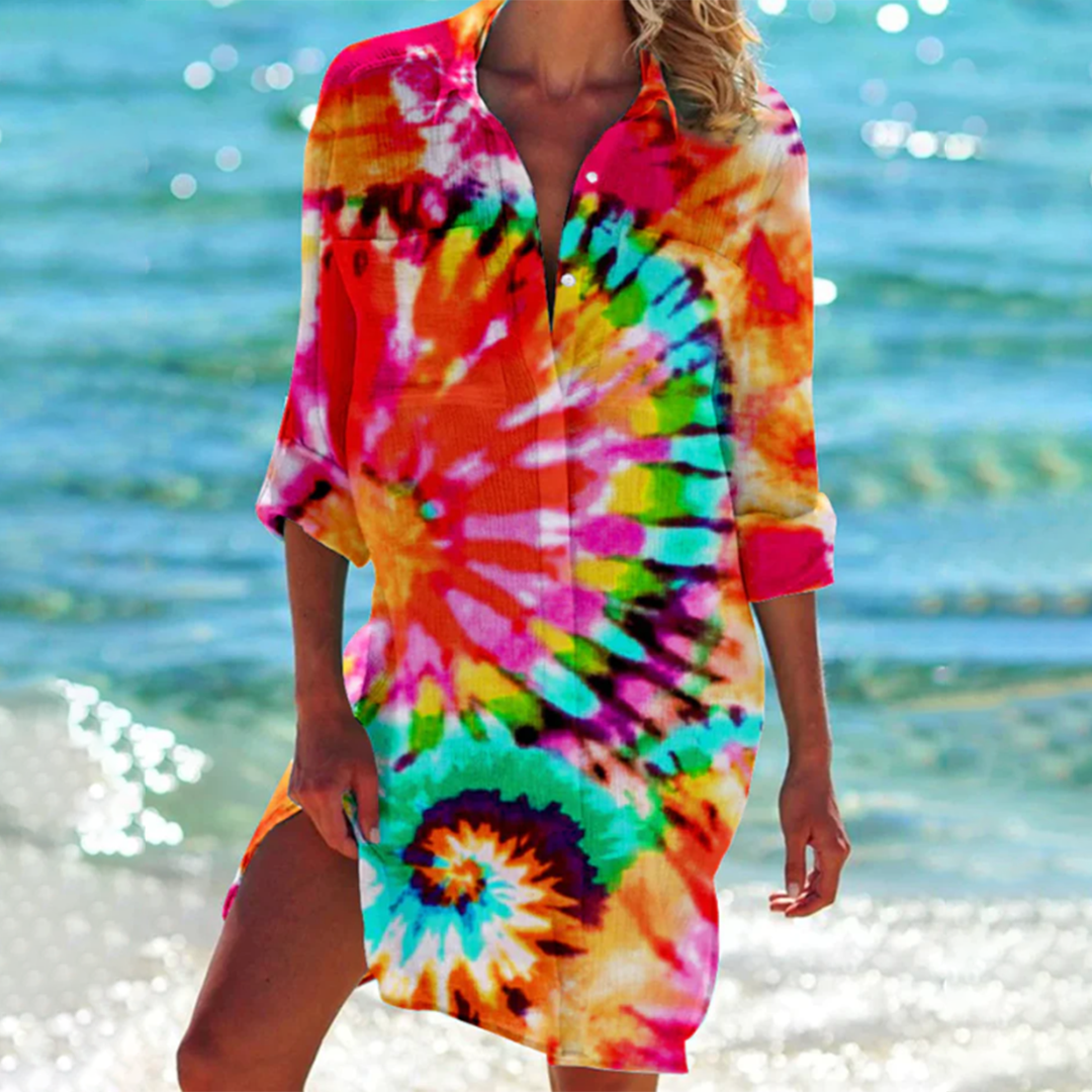 TS | Colourful button-up midi dress