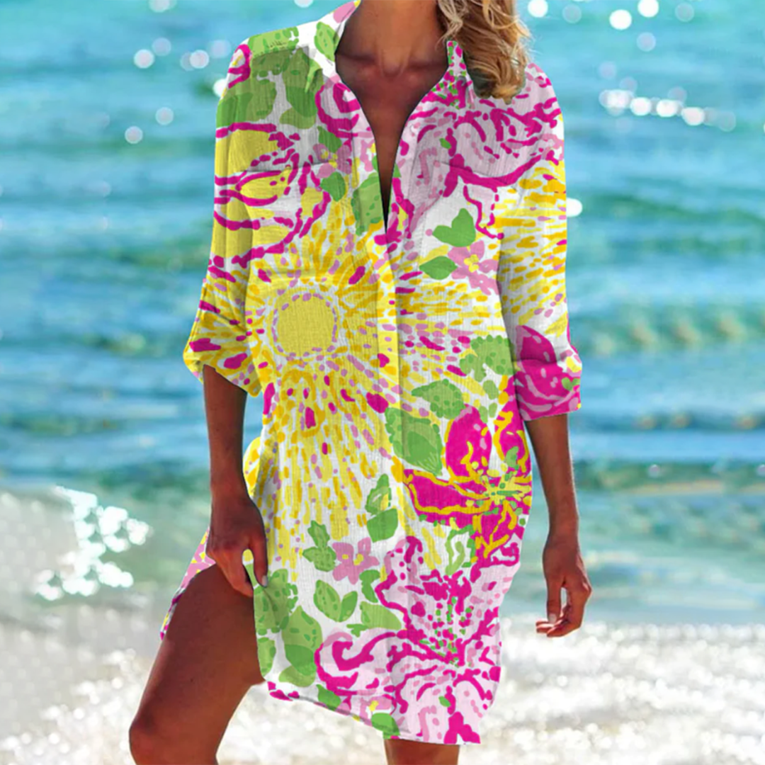 TS | Colourful button-up midi dress