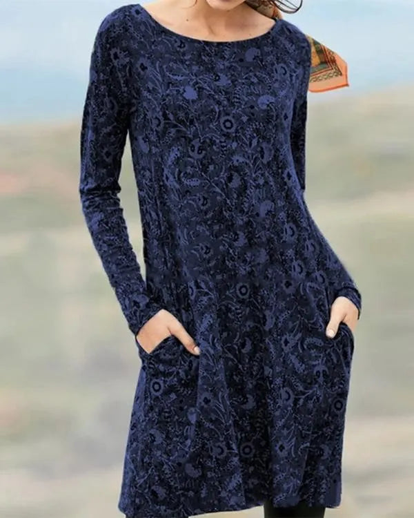 TS | Long-sleeved midi dress with side pockets