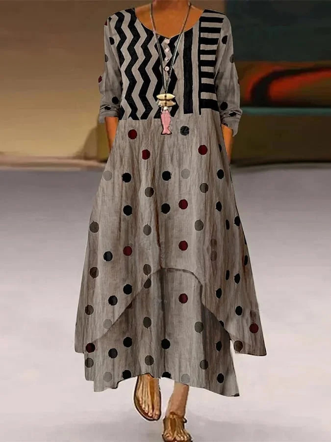 TS | Maxi dress with polka dot and geometric pattern