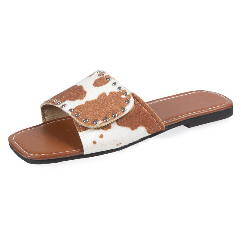 LD | Womens Animal Skin Style Peep Toe Sandalen