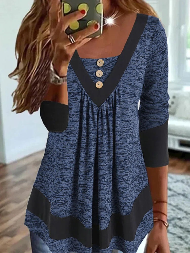 LD | Casual dames-T-shirt met V-hals en jumperprint