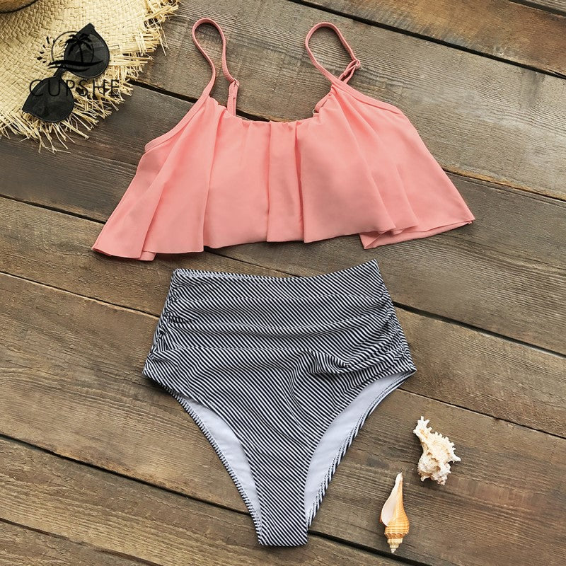 TS | Colorful bikini with ruffles