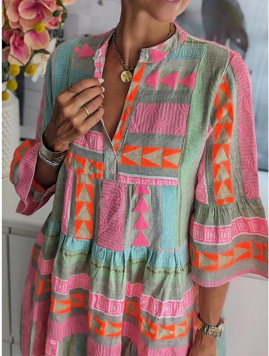 TS | Printed dress with V-neckline