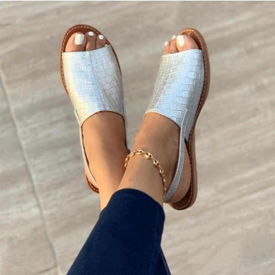 LD | Womens Peep Toe Flat Sandalen