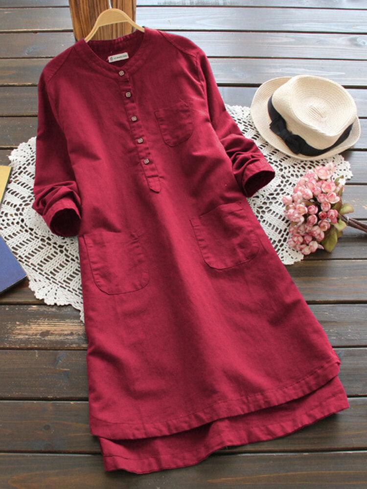 LM | Long-sleeved mini dresses with buttons