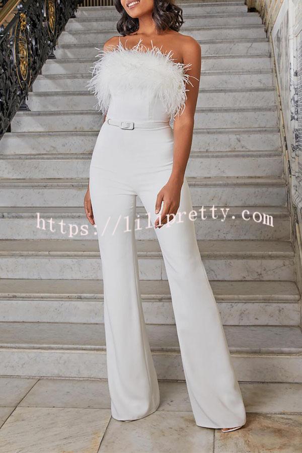 LM | Feather Tube Top Jumpsuit