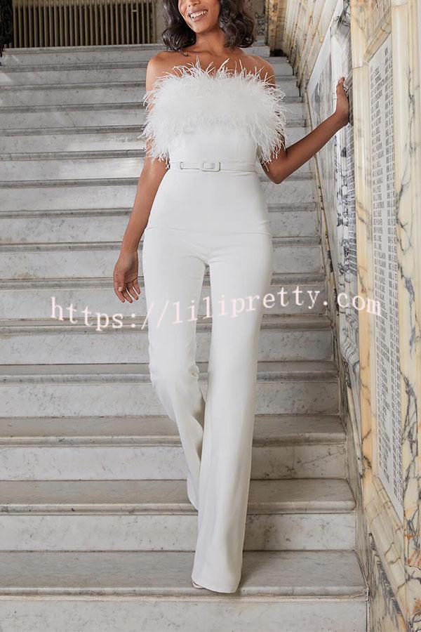 LM | Feather Tube Top Jumpsuit