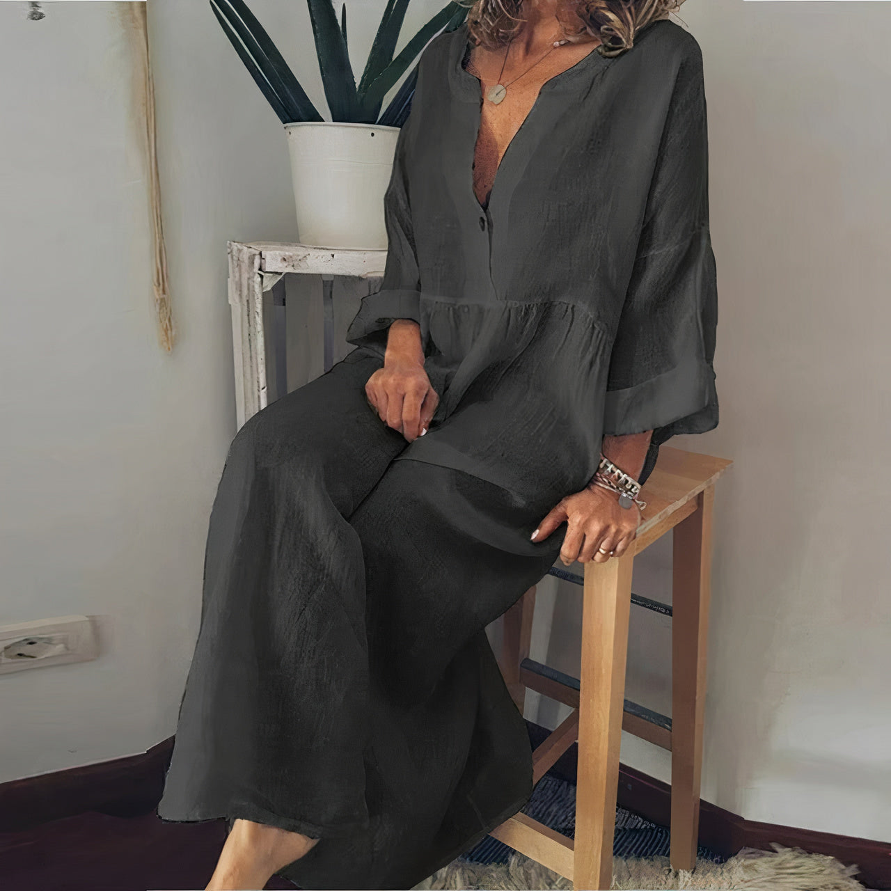 LM | Ladies linen blouse dress