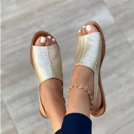 LD | Womens Peep Toe Flat Sandalen