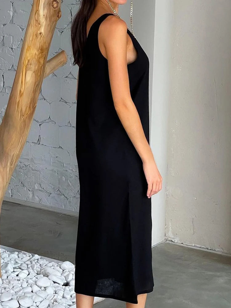 LM | Linen midi dress with slit