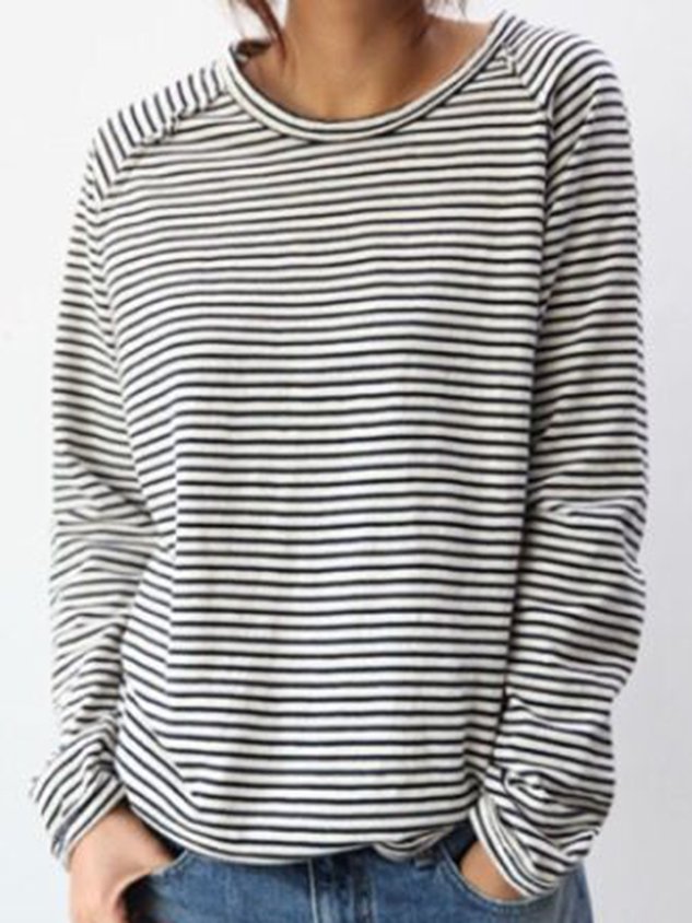 TS | Casual striped long sleeve sweater