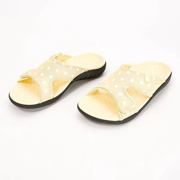 LD | Polka Dot Print Open Toe Hook Loop Flat Sandalen