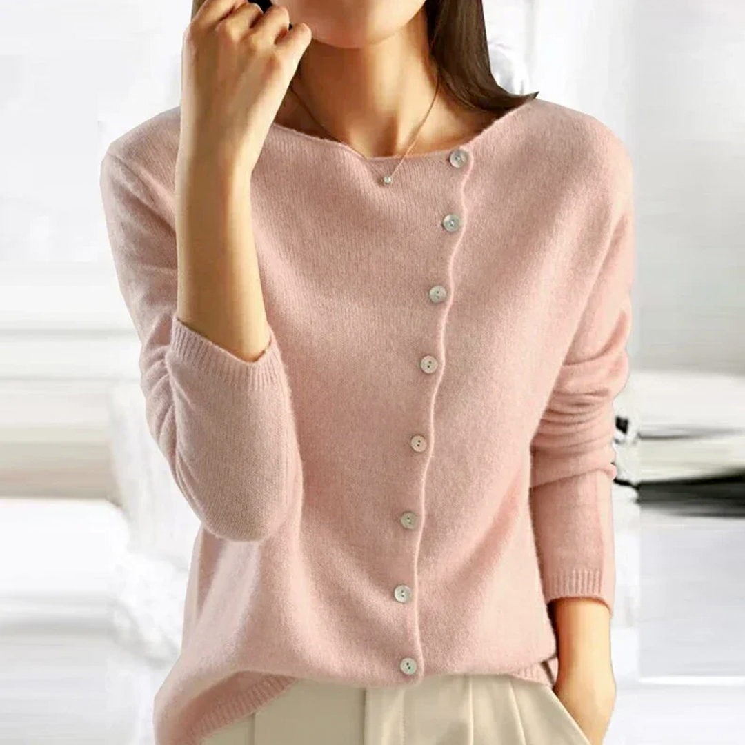 TS | Asymmetric knitted sweater with button placket