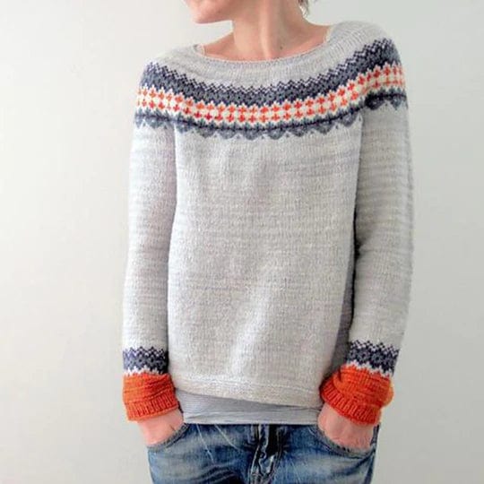 LD | Grijze trui in boho-stijl