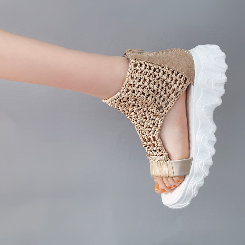 LD | Mesh Vlakke Sandalen Holle Vrouwelijke Platform Schoenen