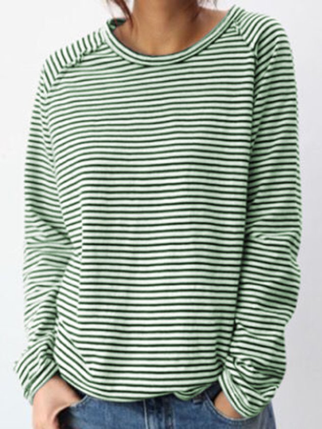 TS | Casual striped long sleeve sweater