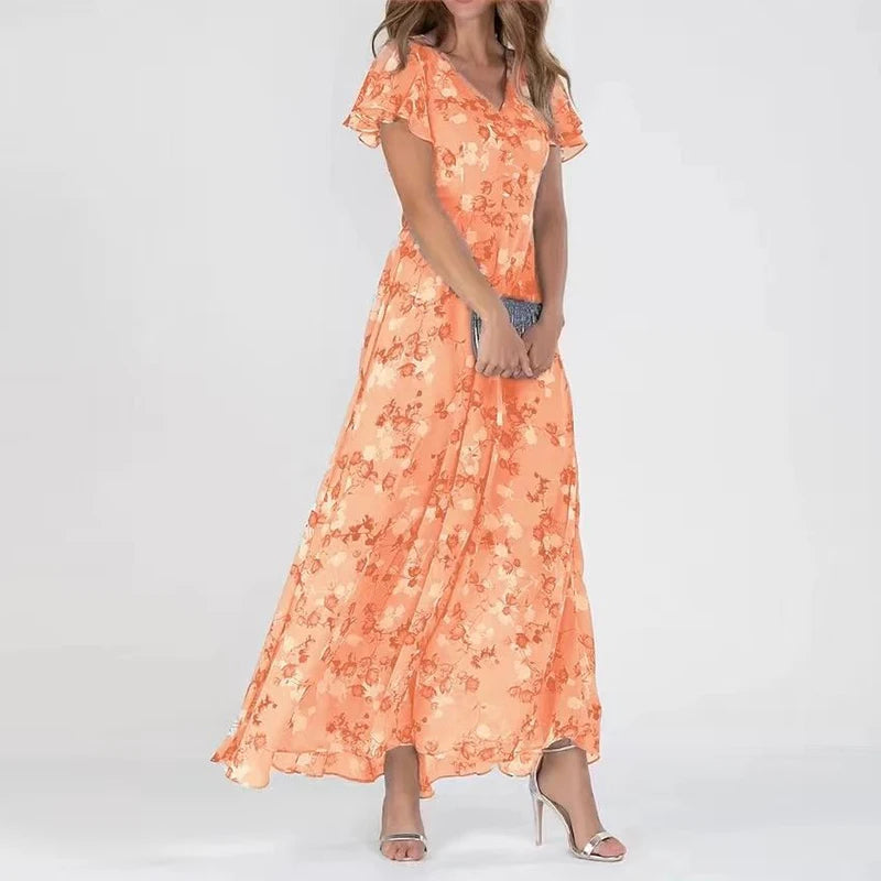TS | Maxi dress with ruffled sleeves and floral pattern