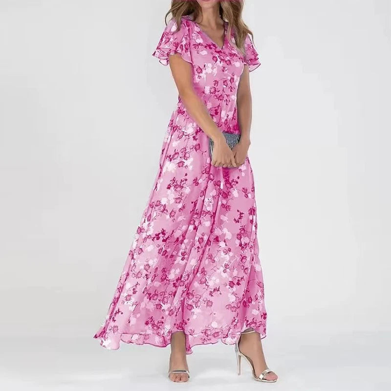 TS | Maxi dress with ruffled sleeves and floral pattern