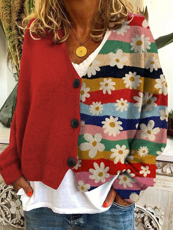 TS | Printed cardigan with button placket