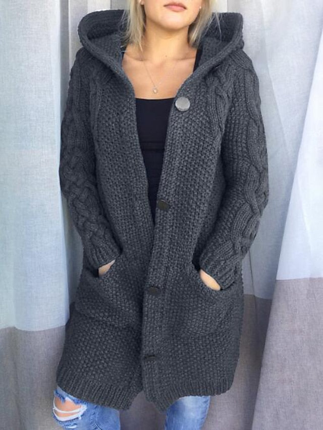 TS | Cardigan with hood in chunky knit