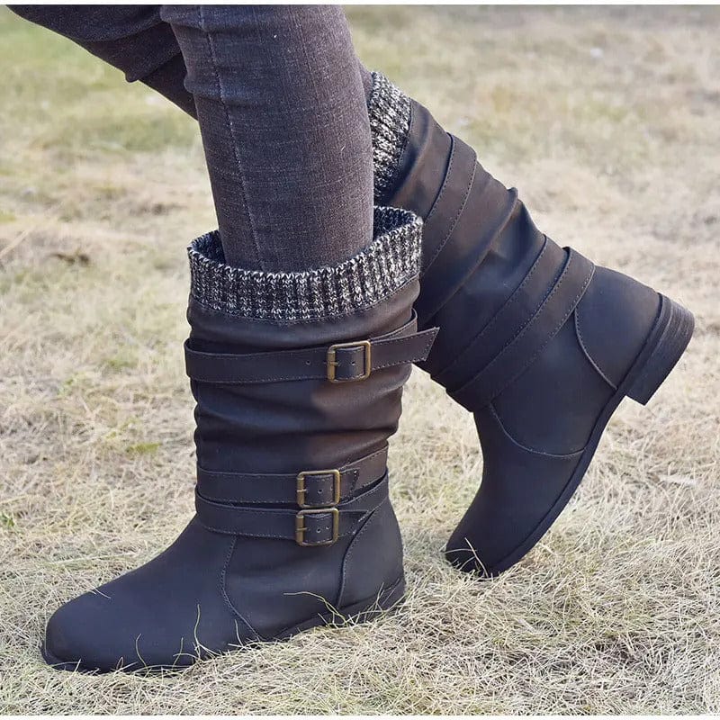 LM | Retro knitted boots up to the middle of the calf
