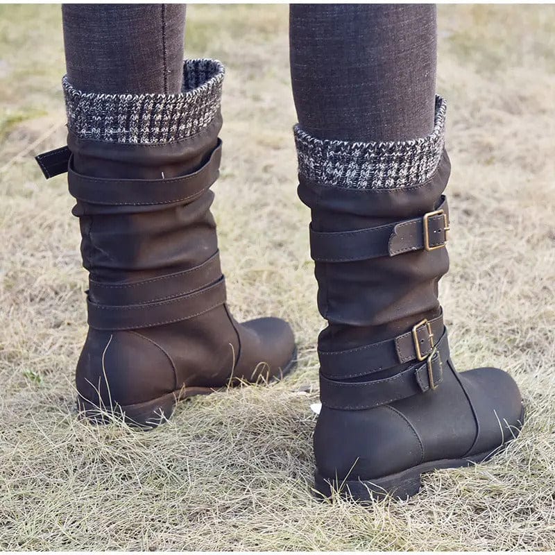 LM | Retro knitted boots up to the middle of the calf