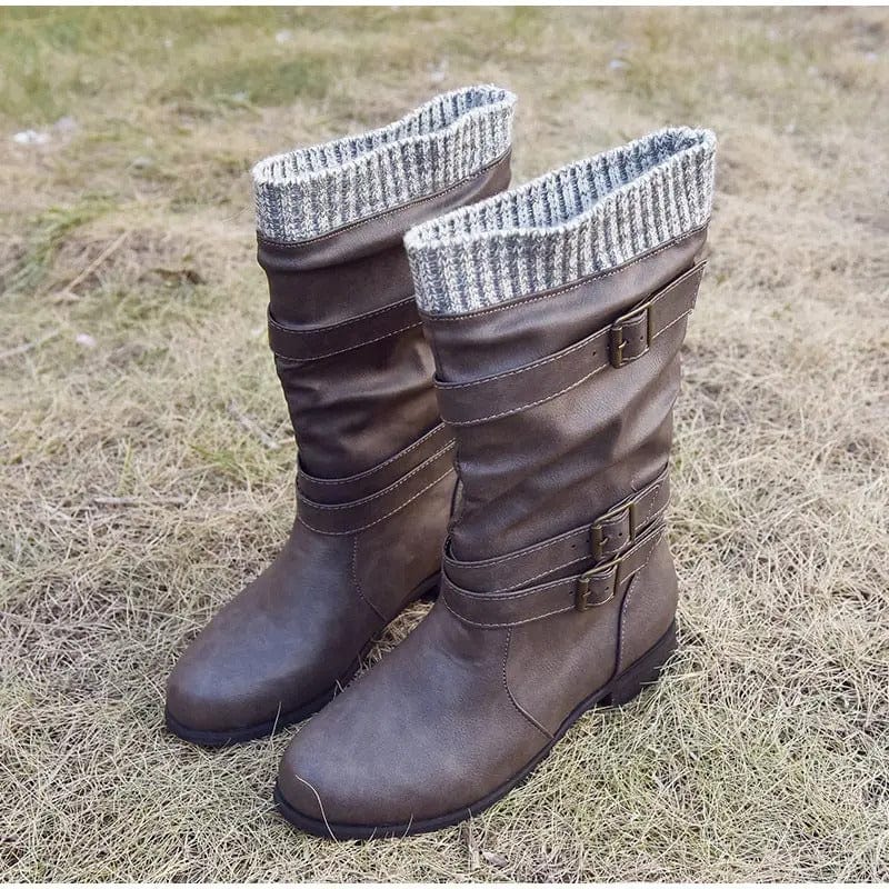 LM | Retro knitted boots up to the middle of the calf