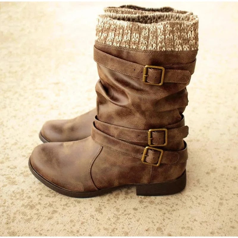 LM | Retro knitted boots up to the middle of the calf