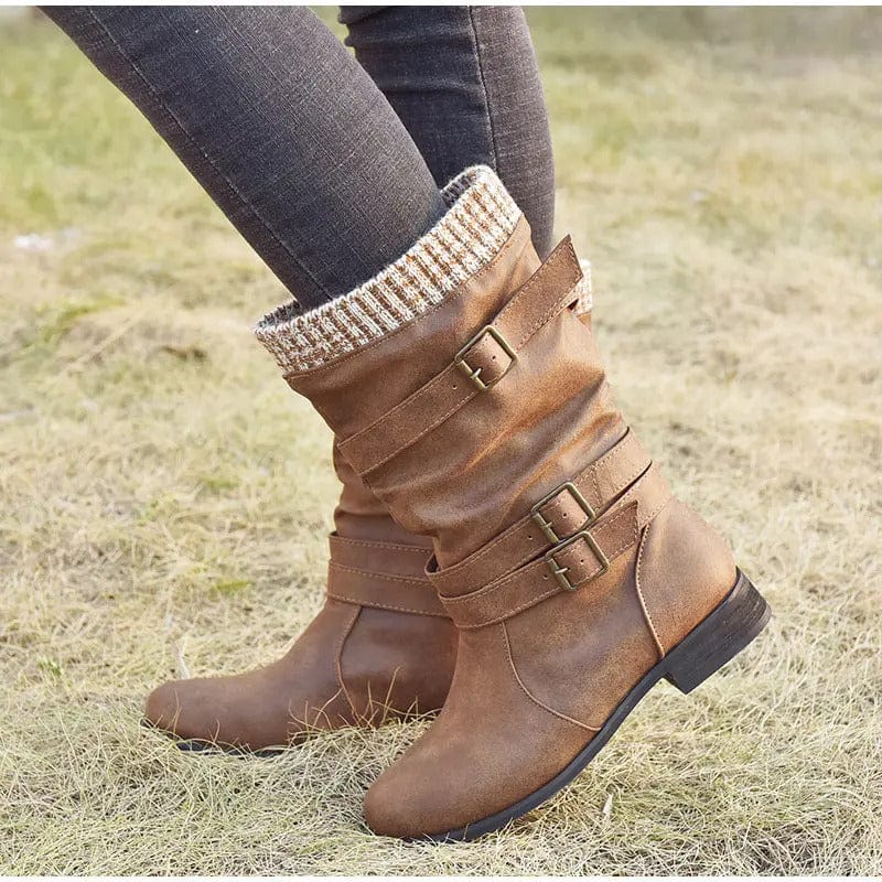 LM | Retro knitted boots up to the middle of the calf