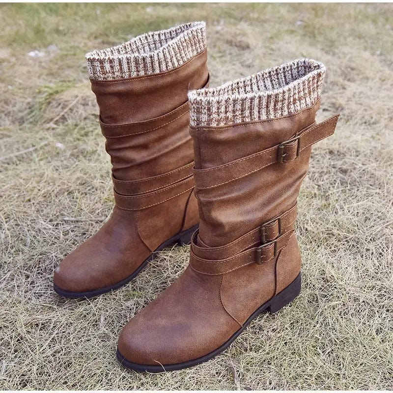 LM | Retro knitted boots up to the middle of the calf