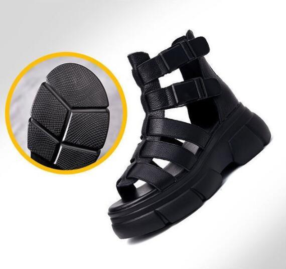 LD | Handgemaakte lederen retro casual enkellaarsjes sandalen